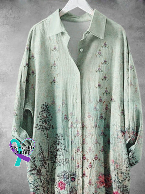 Women’s Retro Flower Pattern Art Print Long Skirt