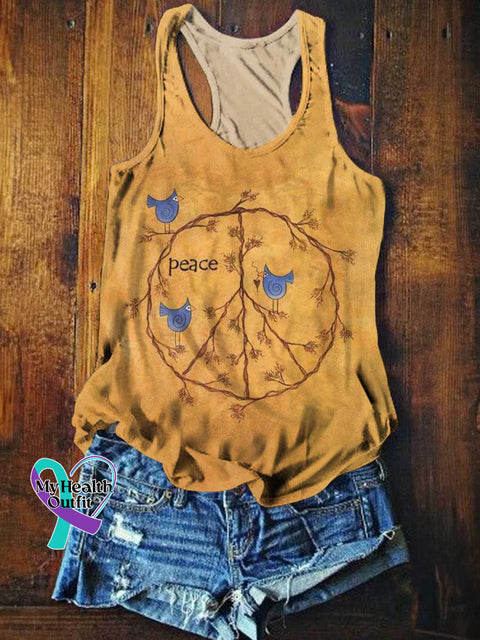 Women’s Retro Hippie Peace Sign Love and Peace Tank Top Multicolor / S