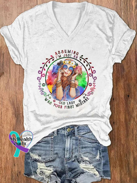 Women’s Retro Hippie Style Printed T-Shirt White / S