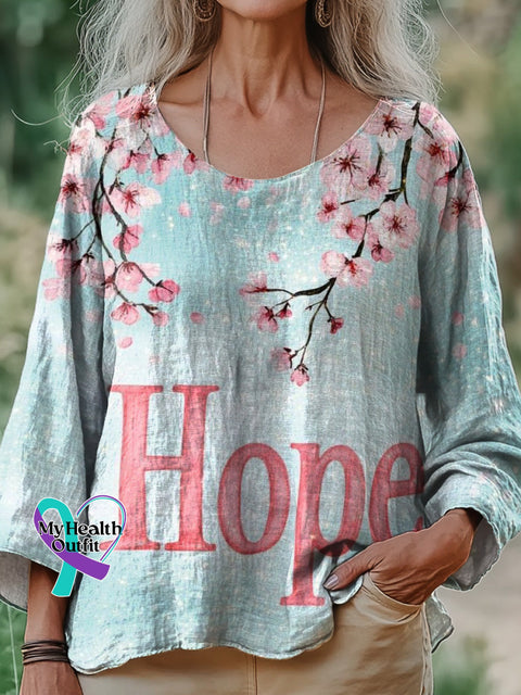 Women’s Sakura Hope Print Casual Cotton Shirt Multicolor / S