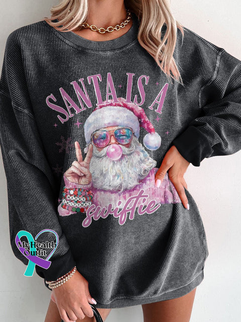 Women’s Santa Is A Merry Christmas Casual Print Shirt Black / S