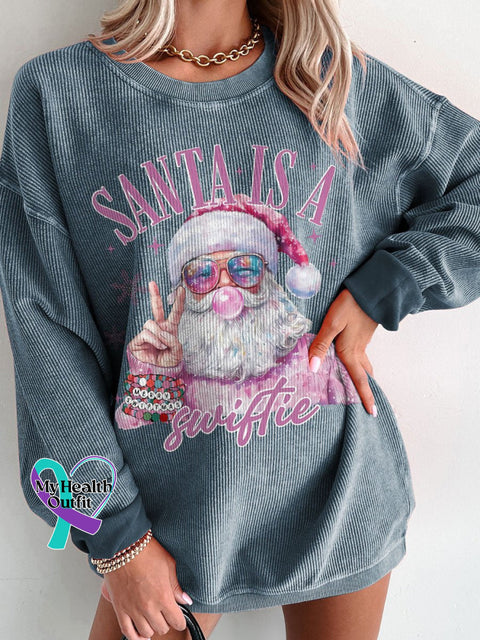 Women’s Santa Is A Merry Christmas Casual Print Shirt Blue / S