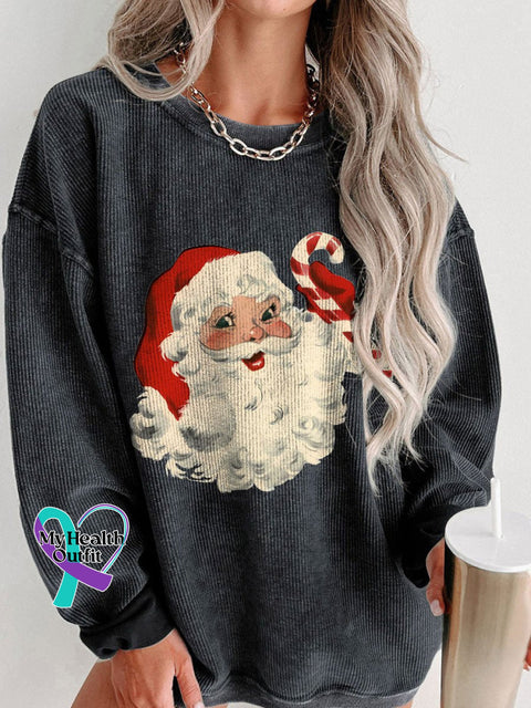Women’s Santa Retro Boho Best Holiday Christmas Casual Print Shirt Black / S