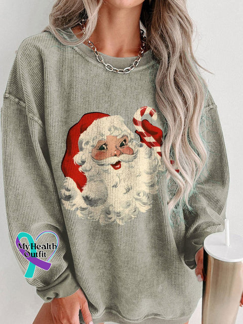 Women’s Santa Retro Boho Best Holiday Christmas Casual Print Shirt Brown / S