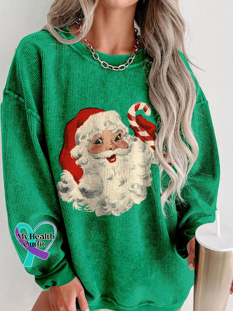 Women’s Santa Retro Boho Best Holiday Christmas Casual Print Shirt Green / S