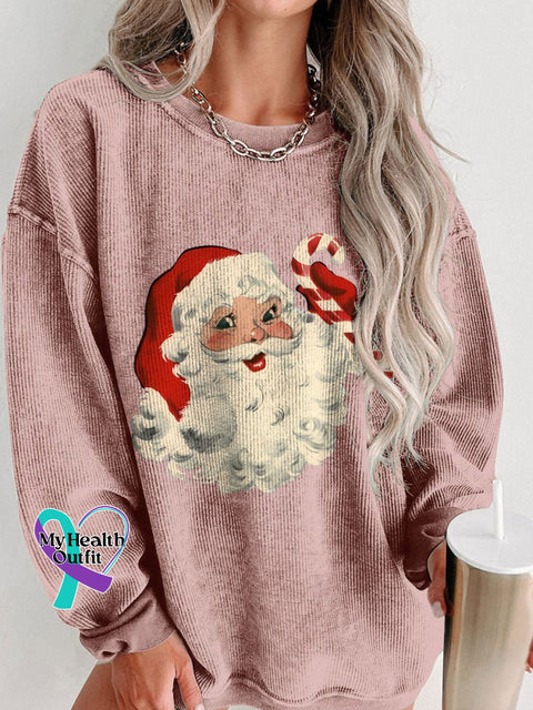 Women’s Santa Retro Boho Best Holiday Christmas Casual Print Shirt Pink / S