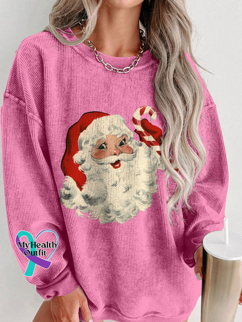 Women’s Santa Retro Boho Best Holiday Christmas Casual Print Shirt Rosered / S