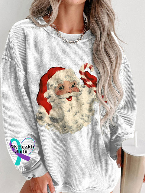 Women’s Santa Retro Boho Best Holiday Christmas Casual Print Shirt White / S