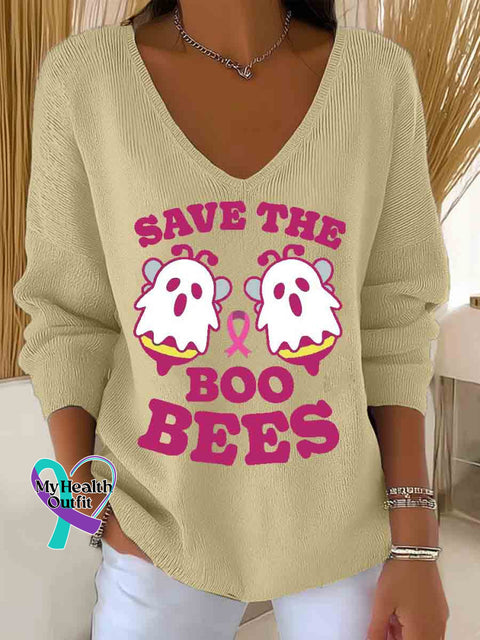 Women’s Save The Boo Bees Art Casual Pullover Sweater Apricot / S