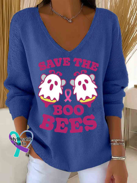 Women’s Save The Boo Bees Art Casual Pullover Sweater Blue / S
