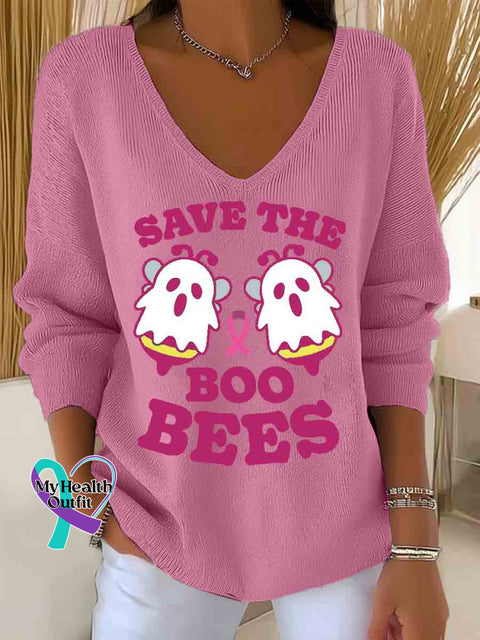 Women’s Save The Boo Bees Art Casual Pullover Sweater Pink / S
