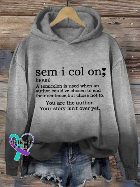 Women’s Semicolon Your Story Isn’t Over Print Casual Sweatshirt Grey / S