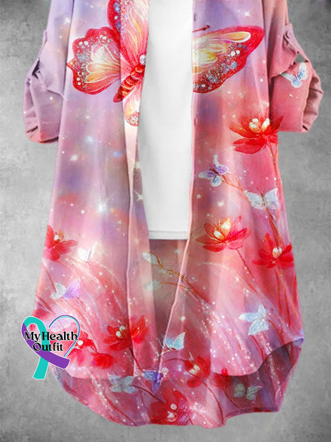 Women’s Shiny Butterfly Pattern Art Print Dress