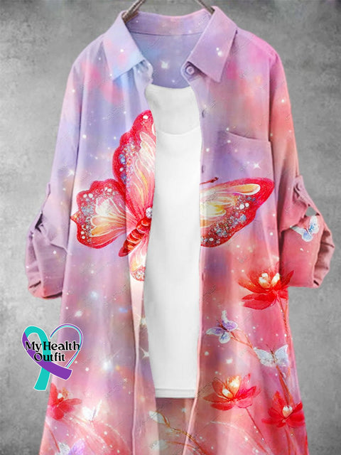 Women’s Shiny Butterfly Pattern Art Print Dress