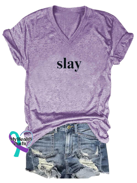 Women’s Slay V-neck Casual T-Shirt LightPurple / S