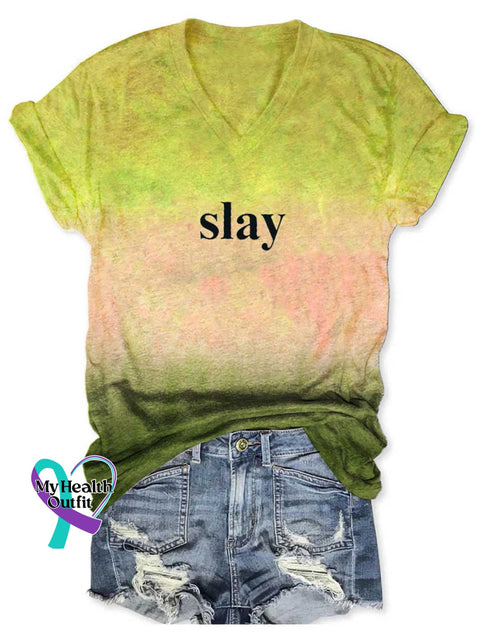 Women’s Slay V-neck Casual T-Shirt Yellow / S