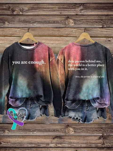 Women’s Slogan You Are Enough Printed Long Sleeve Sweatshirt Picture 1 / S