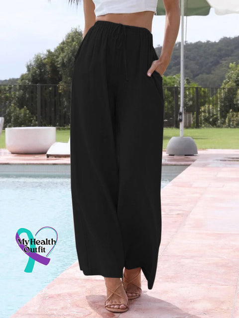 Women’s Solid Color Loose Elegant Casual Simple Cotton And Linen Pants Black / S