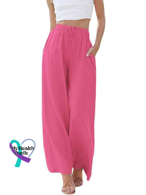 Women’s Solid Color Loose Elegant Casual Simple Cotton And Linen Pants Pink / S