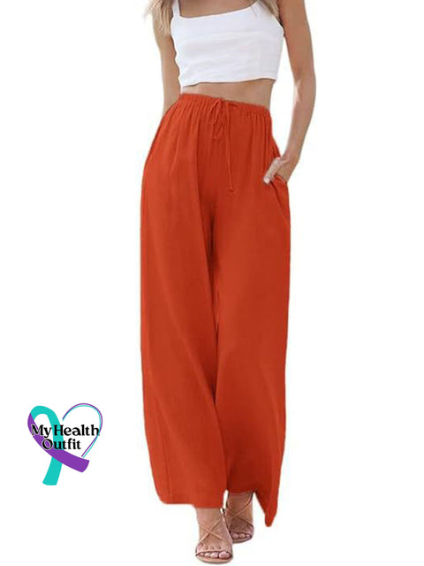 Women’s Solid Color Loose Elegant Casual Simple Cotton And Linen Pants Red / S