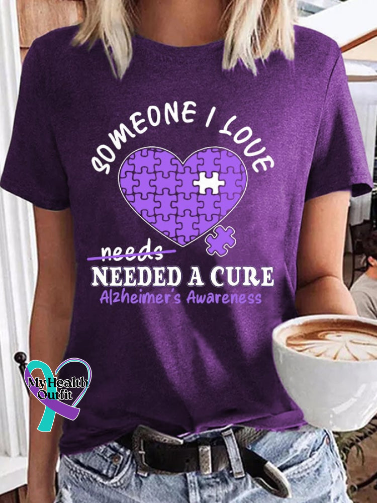 Women’s Someone I Love Needed A Cure Alzheimer’s Awareness Tee Purple / S