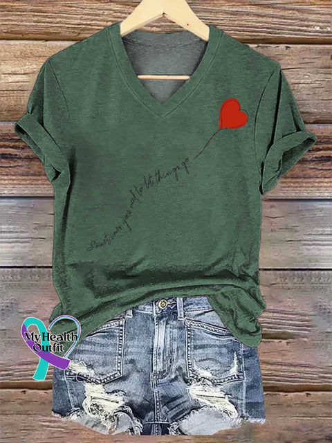 Women’s Sometimes You Need To Let Things Go V-neck Casual T-Shirt Green / S