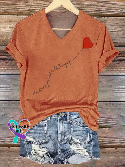 Women’s Sometimes You Need To Let Things Go V-neck Casual T-Shirt Orange / S