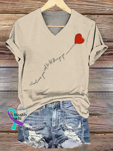 Women’s Sometimes You Need To Let Things Go V-neck Casual T-Shirt Sand / S