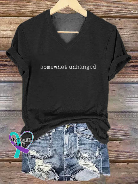 Women’s Somewhat Unhinged V-neck Casual T-Shirt Black / S