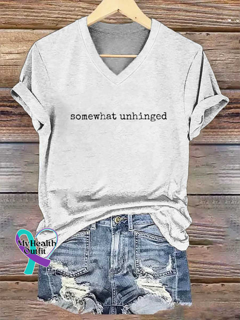 Women’s Somewhat Unhinged V-neck Casual T-Shirt White / S