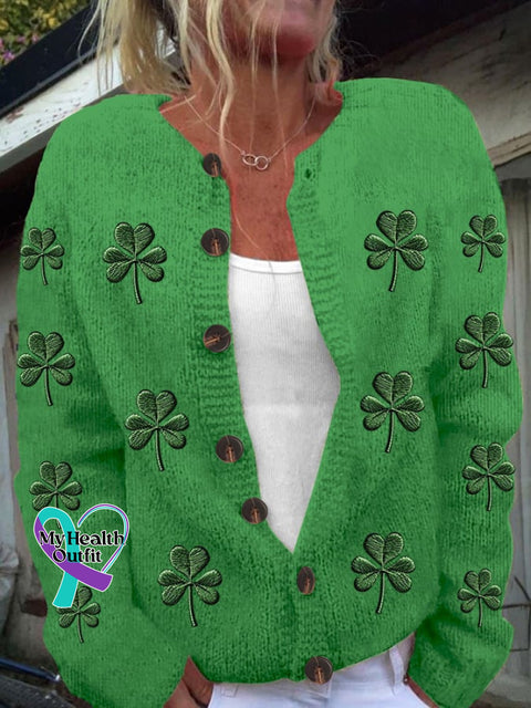 Women’s St. Patrick’s Day Printed Knit Cardigan Green / S