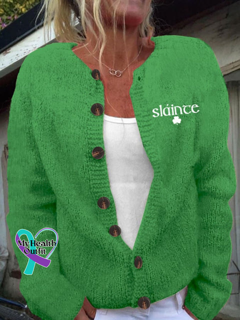 Women’s St. Patrick’s Day Printed Knit Cardigan Green / S