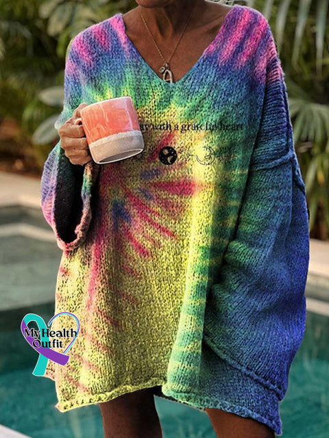 Women’s Start Each Day With A Grateful Heart Colorful Tie Dye Love And Peace Casual Pullover