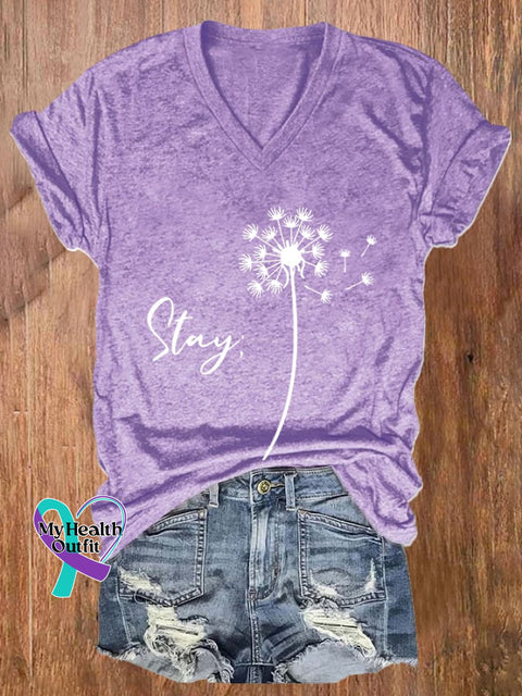 Women’s Stay Suicide Prevention Awareness Print Casual T-Shirt Purple / S