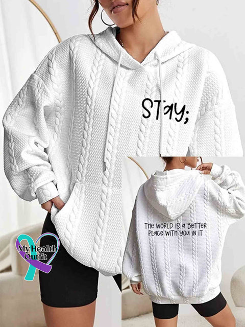 Women’s Stay The World Is A Better Place With You In It Print Casual Knit Sweatshirt