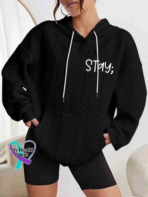 Women’s Stay The World Is A Better Place With You In It Print Casual Knit Sweatshirt Black / S