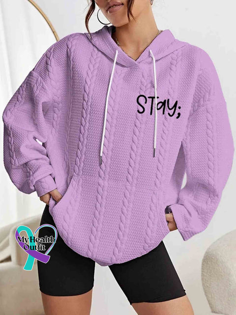Women’s Stay The World Is A Better Place With You In It Print Casual Knit Sweatshirt Purple / S