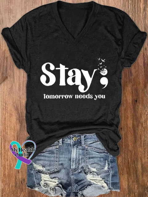 Women’s Stay; Tomorrow Needs You Casual T-Shirt Black / S