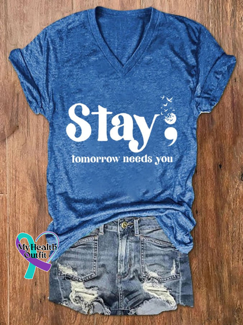Women’s Stay; Tomorrow Needs You Casual T-Shirt Blue / S