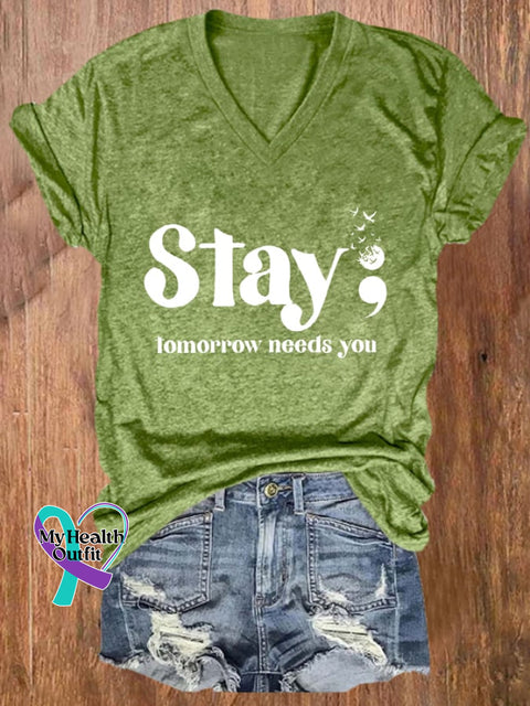 Women’s Stay; Tomorrow Needs You Casual T-Shirt Green / S
