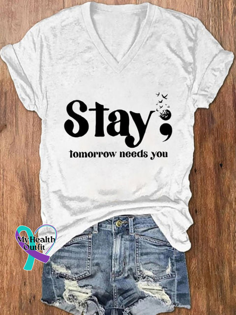 Women’s Stay; Tomorrow Needs You Casual T-Shirt White / S