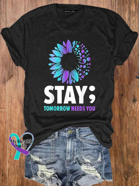 Women’s Stay Tomorrow Needs You Mental Health Matters Printed Tee Black / S