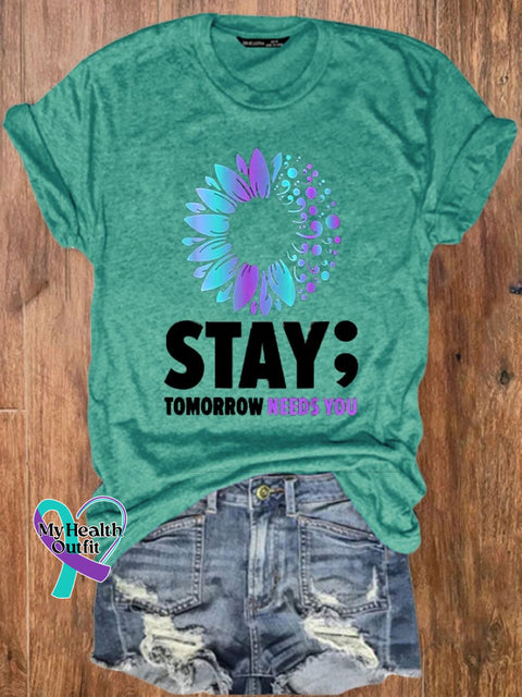 Women’s Stay Tomorrow Needs You Mental Health Matters Printed Tee Green / S