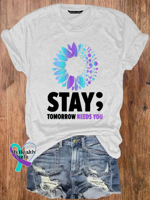 Women’s Stay Tomorrow Needs You Mental Health Matters Printed Tee White / S
