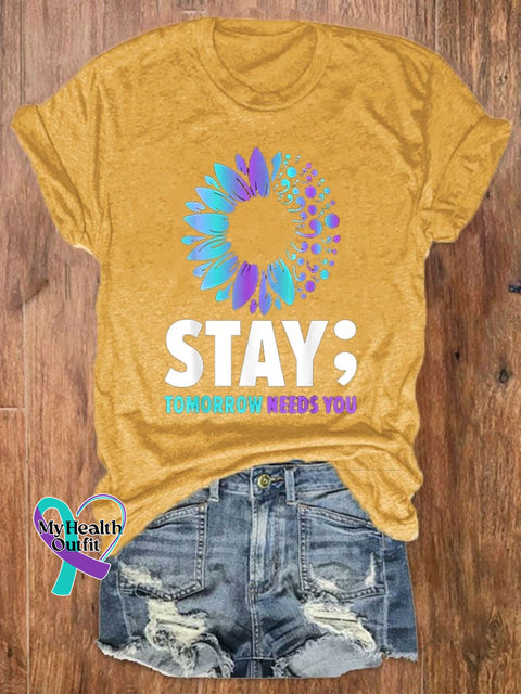 Women’s Stay Tomorrow Needs You Mental Health Matters Printed Tee Yellow / S