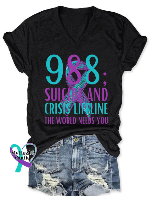 Women’s Stay Your Story 988 Continue Print V-Neck Casual T-Shirt Black / S