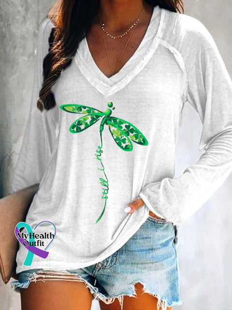 Women’s Still I Rise V Neck Long Sleeve Tops White / S