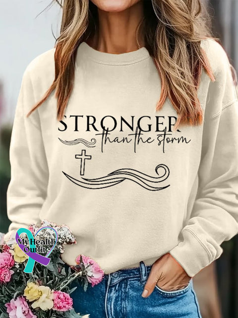 Women’s Stronger Than The Storm Inspirational Casual Sweatshirt Apricot / S