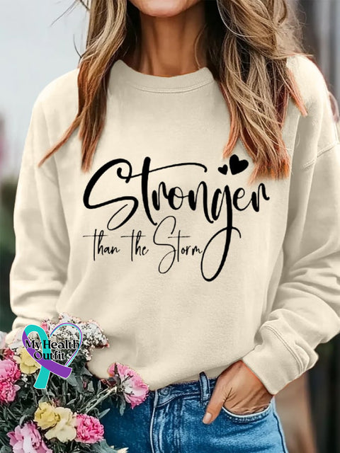 Women’s Stronger Than The Storm Inspirational Casual Sweatshirt Apricot / S