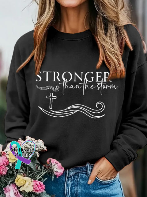 Women’s Stronger Than The Storm Inspirational Casual Sweatshirt Black / S